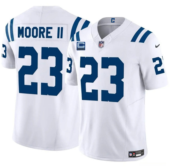 Men's Indianapolis Colts #23 Kenny Moore II White 2025 F.U.S.E. With 4-Star C Patch Vapor Limited Football Stitched Jersey