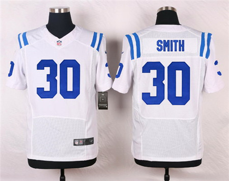 Men's Indianapolis Colts #30 D'Joun Smith White Road NFL Nike Elite Stitched Jersey