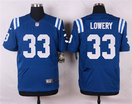 Men's Indianapolis Colts #33 Dwight Lowery Royal Blue Team Color NFL Nike Elite Stitched Jersey