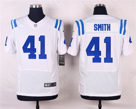 Men's Indianapolis Colts #41 Robert Smith White Road NFL Nike Elite Stitched Jersey