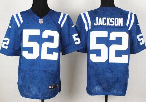 Men's Indianapolis Colts #52 D'Qwell Jackson Blue Nik Elite Stitched Jersey