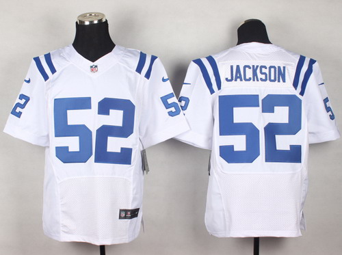 Men's Indianapolis Colts #52 D'Qwell Jackson White Nik Elite Stitched Jersey