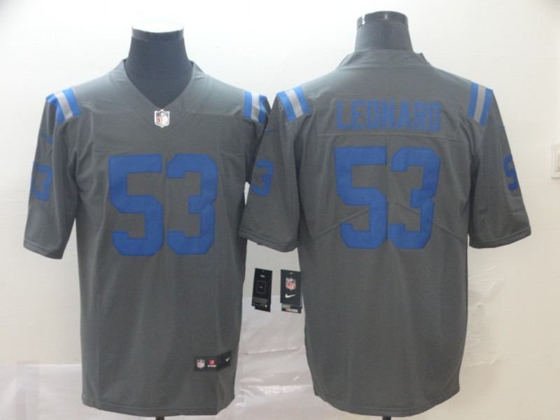 Men's Indianapolis Colts #53 Darius Leonard Grey Nike Inverted Legend Stitched Jersey