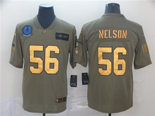 Men's Indianapolis Colts #56 Quenton Nelson Nike Olive Gold 2019 Salute to Service Limited Stitched Jersey
