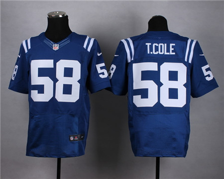Men's Indianapolis Colts #58 Trent Cole Home Blue Nike Elite Stitched Jersey