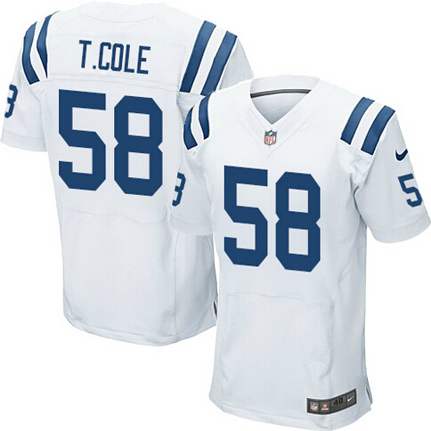 Men's Indianapolis Colts #58 Trent Cole White Nike Elite Jersey