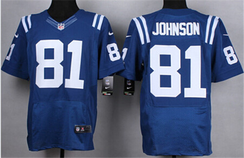 Men's Indianapolis Colts #81 Andre Johnson Home Blue Nik Elite Stitched Jersey