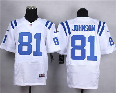 Men's Indianapolis Colts #81 Andre Johnson Road White Nike Elite  Jersey