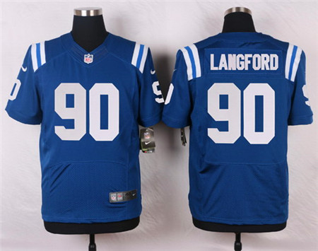 Men's Indianapolis Colts #90 Endall Langford Royal Blue Team Color NFL Nike Elite Stitched Jersey