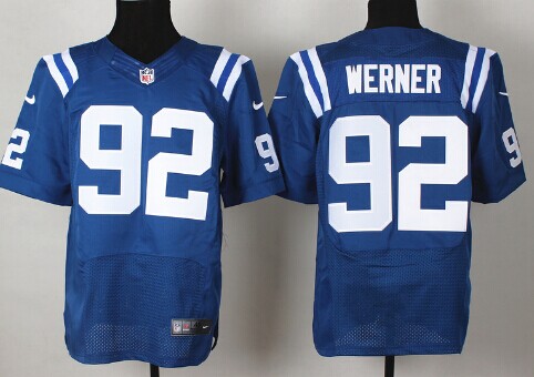 Men's Indianapolis Colts #92 Bjorn Werner Blue Nik Elite Stitched Jersey