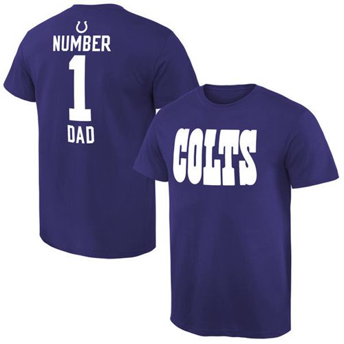 Men's Indianapolis Colts Pro Line College Number 1 Dad T-Shirt Blue