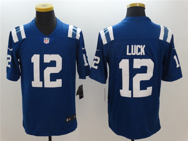Men's Indianapolis Colts Retired Player #12 Andrew Luck Nike Royal NFL Vapor Limited Stitched Jersey