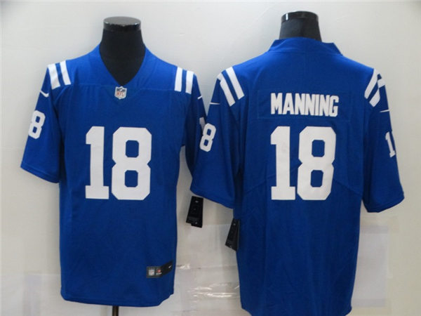 Men's Indianapolis Colts Retired Player #18 Peyton Manning Nike Royal NFL Vapor Limited Stitched Jersey