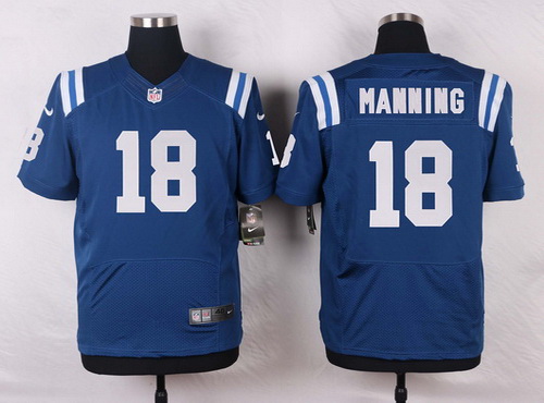 Men's Indianapolis Colts Retired Player #18 Peyton Manning Royal Blue NFL Nike Elite Stitched Jersey