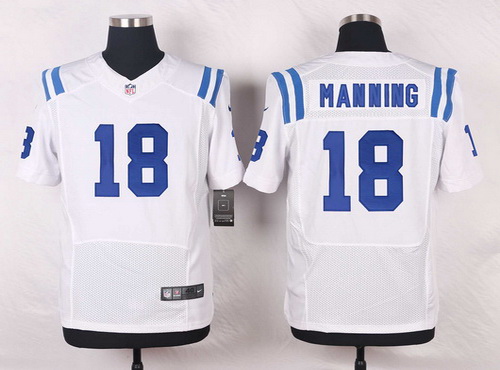 Men's Indianapolis Colts Retired Player #18 Peyton Manning White NFL Nike Elite Stitched Jersey