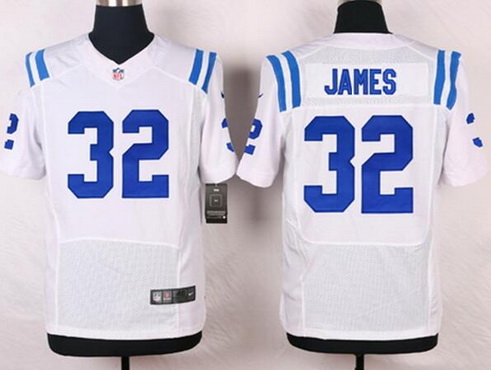 Men's Indianapolis Colts Retired Player #32 Edgerrin James White Nike Elite Stitched Jersey