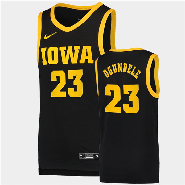 Men's Iowa Hawkeyes #23 Josh Ogundele Nike Black College Basketball Game Jersey