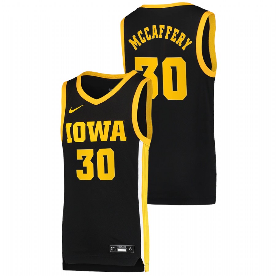 Men's Iowa Hawkeyes Connor McCaffery Basketball 2021 Dri-FIT Swingman Jersey Black