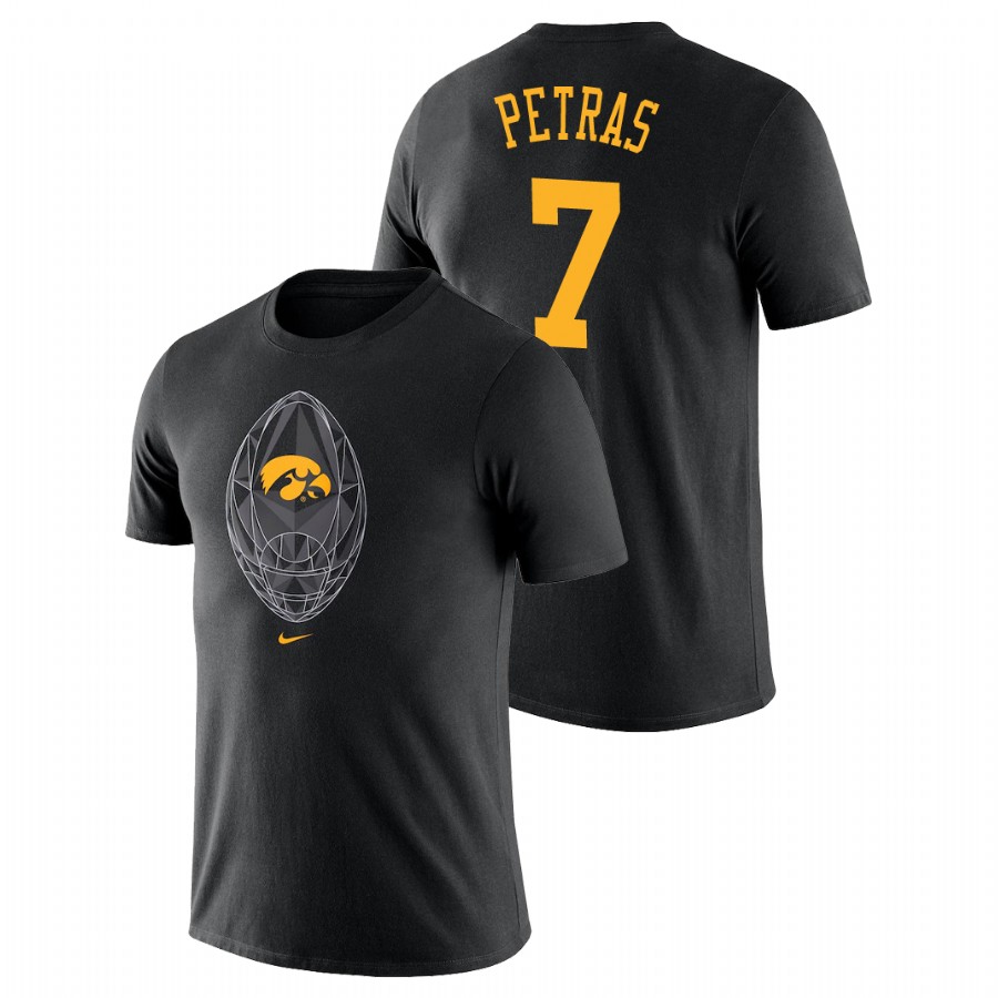 Men's Iowa Hawkeyes Football Icon Spencer Petras Black T-Shirt