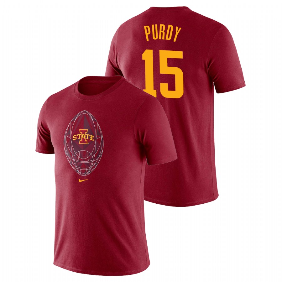 Men's Iowa State Cyclones Football Icon Brock Purdy Cardinal T-Shirt