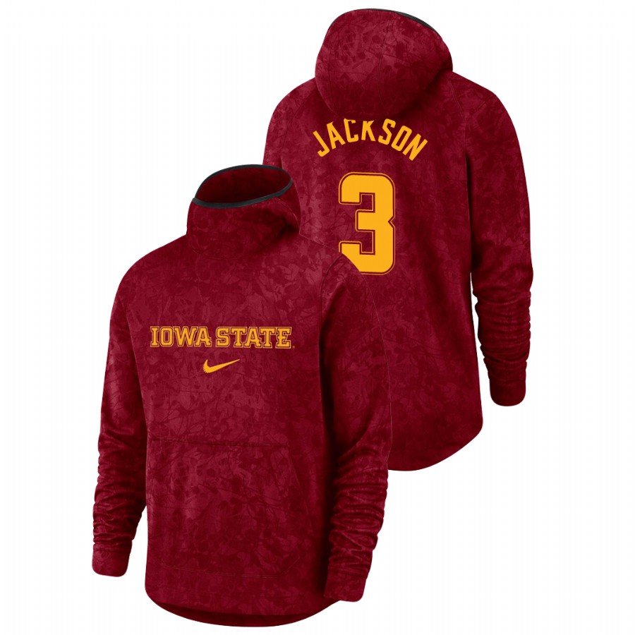 Men's Iowa State Cyclones Tre Jackson Cardinal Basketball Spotlight Team Logo Pullover Hoodie