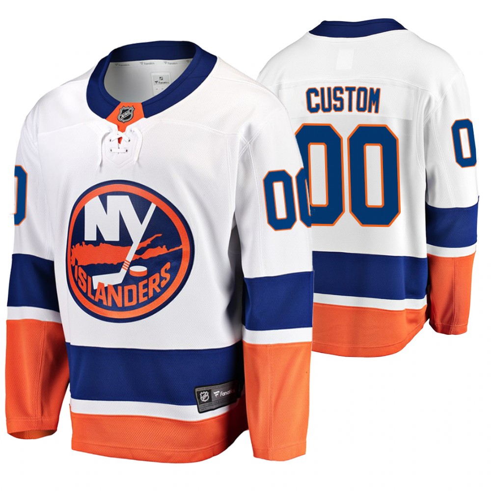 Men's Islanders #00 Custom Fanatics Branded Away Breakaway Jersey White