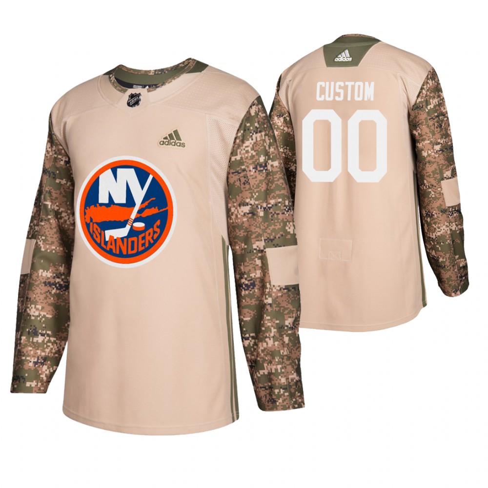 Men's Islanders #00 Custom Veterans Day Jersey - Camo