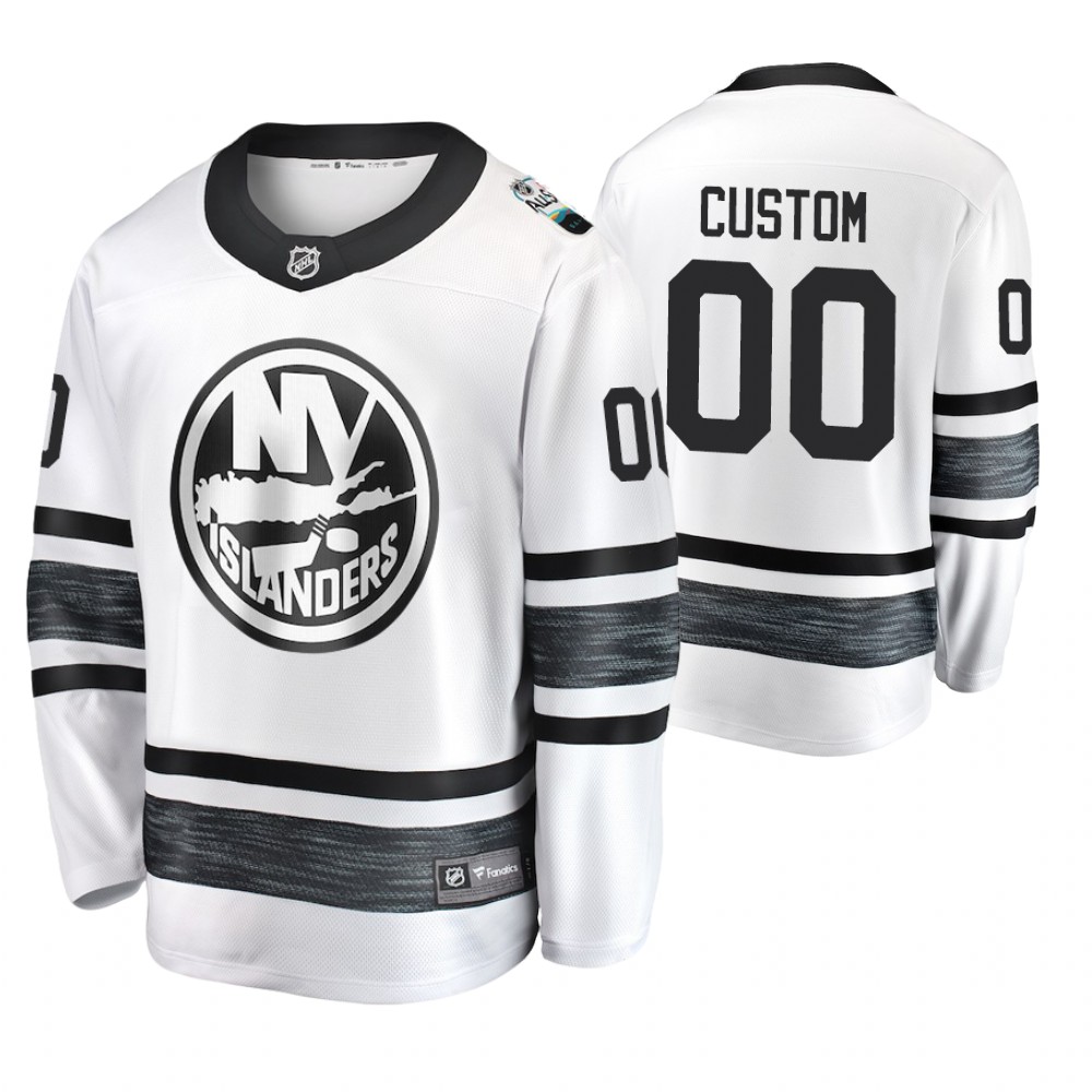 Men's Islanders #00 Custom White 2019 NHL All-Star Jersey