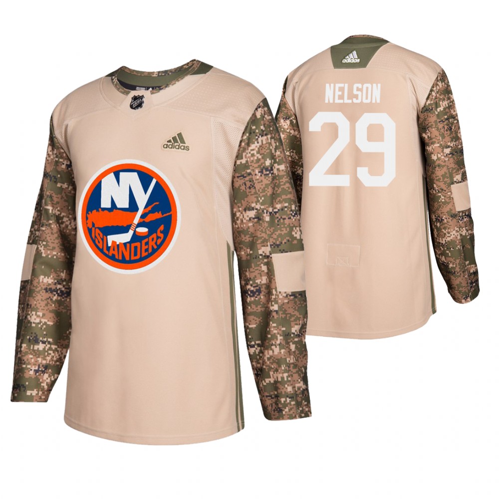 Men's Islanders #29 Brock Nelson Veterans Day Jersey - Camo