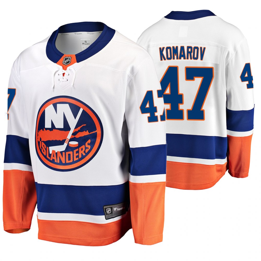 Men's Islanders #47 Leo Komarov Fanatics Branded Away Breakaway Jersey White