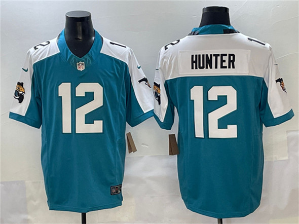 Men's Jacksonville Jaguars #12 Travis Hunter Teal White 2025 Draft F.U.S.E. Florida Patch Vapor Untouchable Football Stitched Jersey