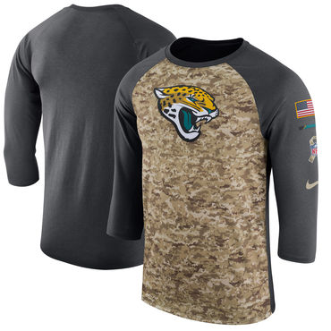 Men's Jacksonville Jaguars Nike Camo Anthracite Salute To Service Sideline Legend Performance Three-Quarter Sleeve T Shirt
