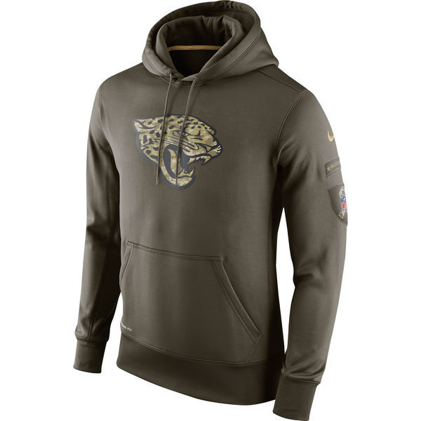 Men's Jacksonville Jaguars Team Logo Green Stitched Nike Olive Salute To Service Hoodie