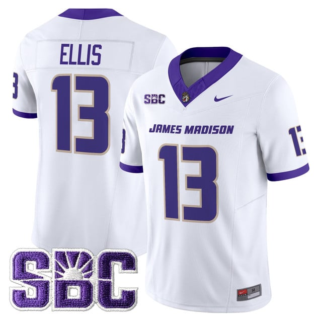 Men's James Madison Dukes 2025 Vapor Limited Jersey - All Stitched Landon Ellis  13