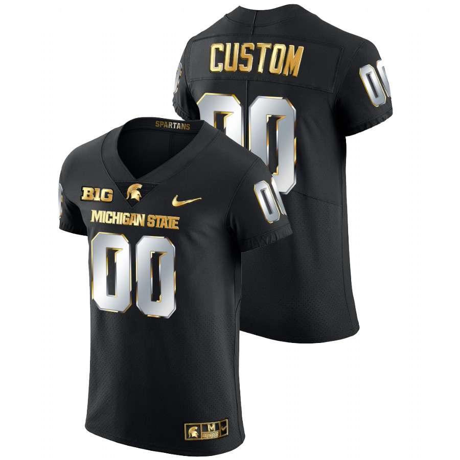 Men's Jersey Custom Michigan State Spartans Golden Edition Limited Football Jersey Black