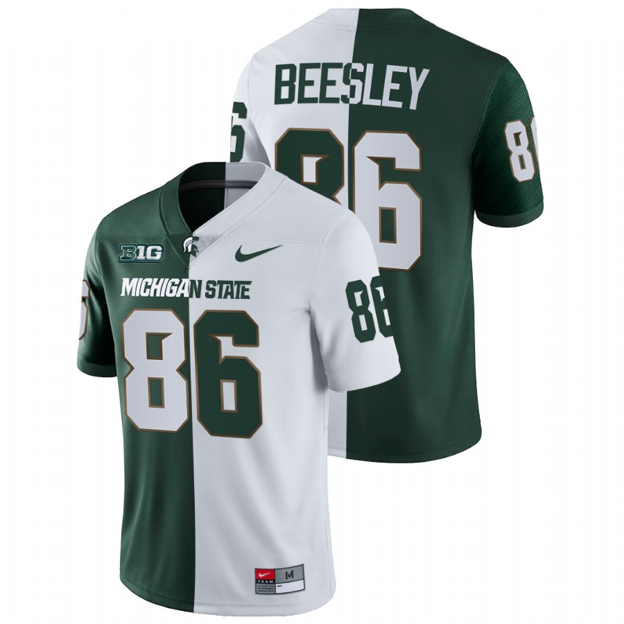 Men's Jersey Drew Beesley Michigan State Spartans Split Edition College Football Jersey White Green