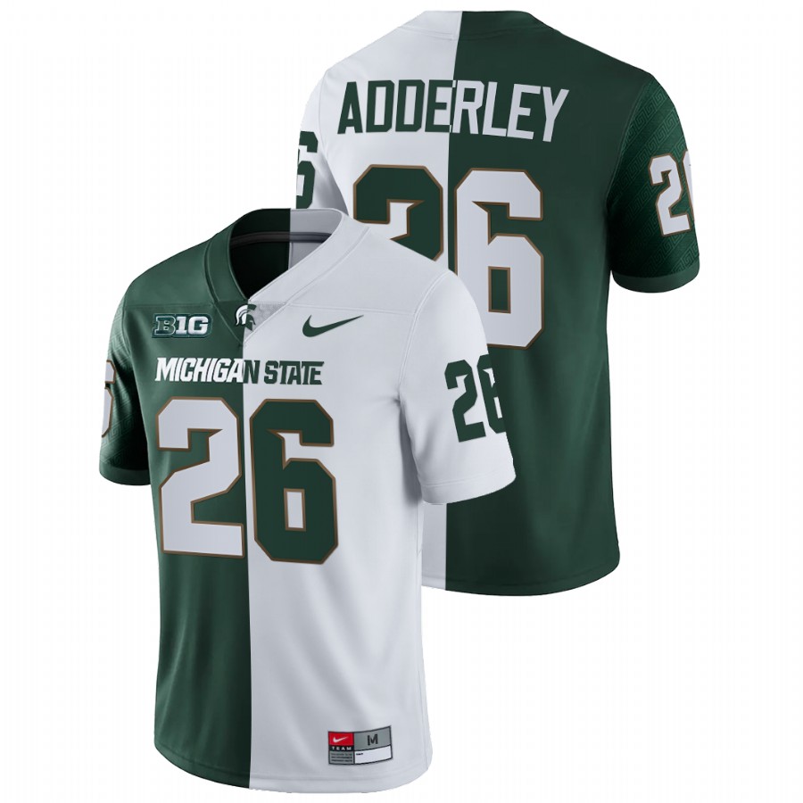 Men's Jersey Herb Adderley Michigan State Spartans Split Edition College Football Jersey White Green