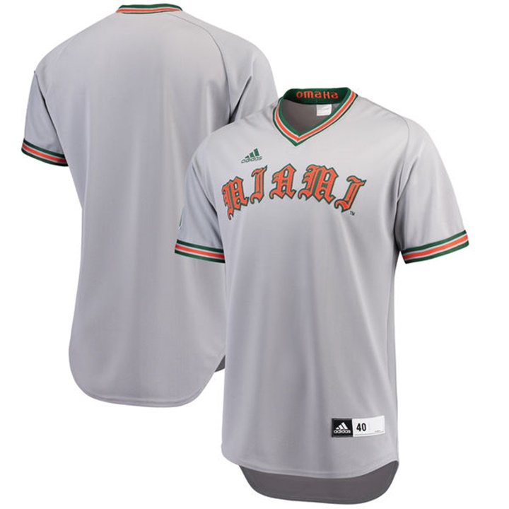 Men's Jersey Male Miami Hurricanes Gray NCAA Baseball Jersey