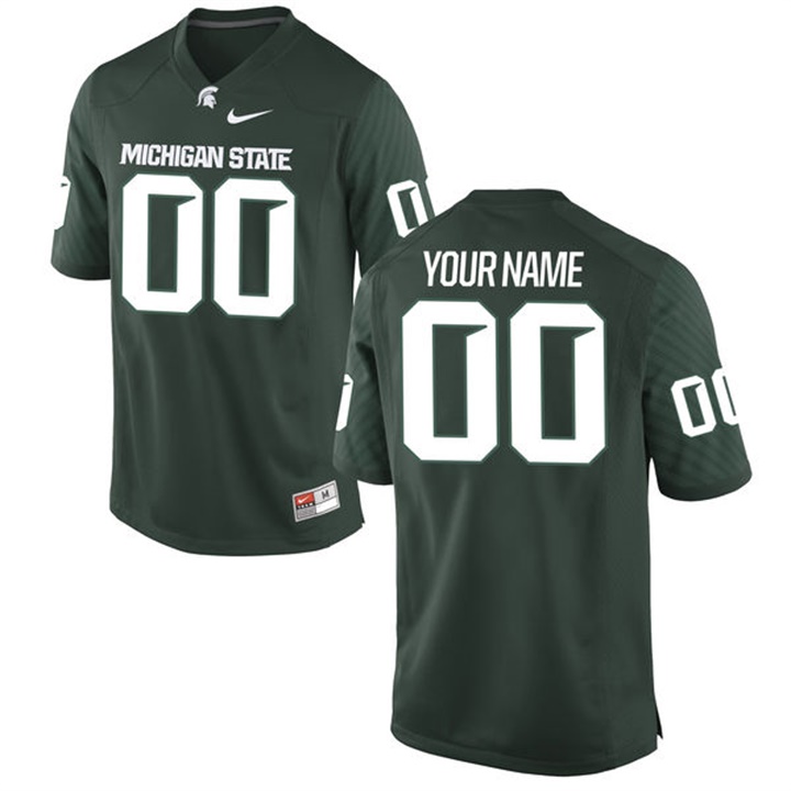 Men's Jersey Male Michigan State Spartans Green Custom Jersey