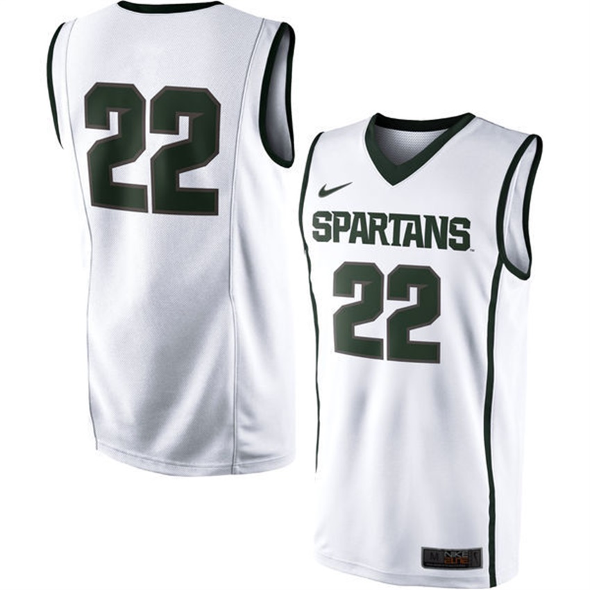 Men's Jersey Male Michigan State Spartans White NCAA Basketball Premier Tank Top Jersey