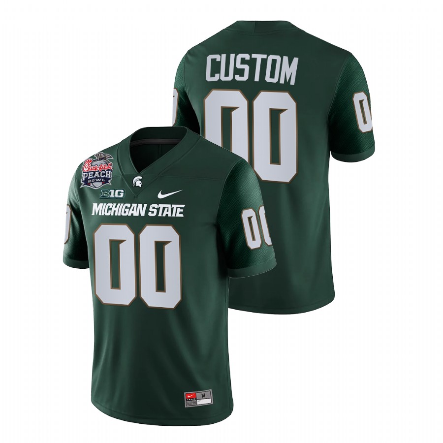 Men's Jersey Michigan State Spartans Custom 2021 Peach Bowl Green College Football Playoff Jersey