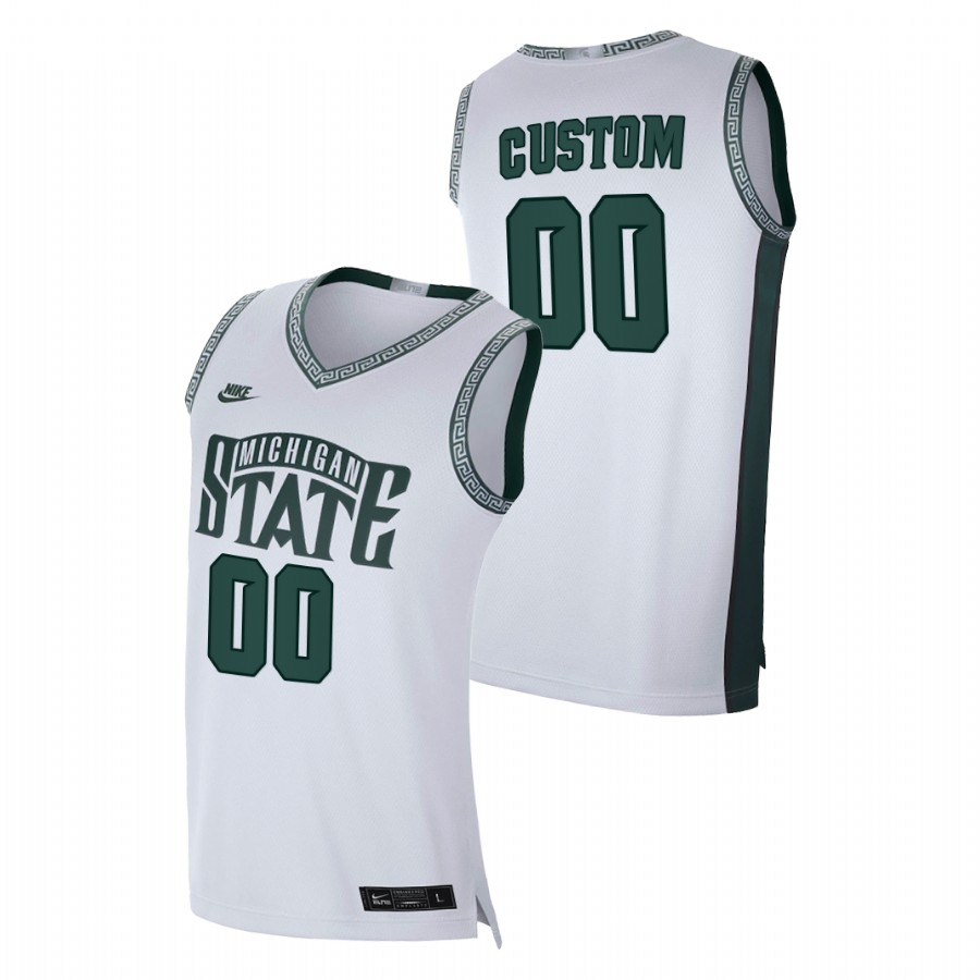 Men's Jersey Michigan State Spartans Custom White College Basketball Limited Retro Jersey
