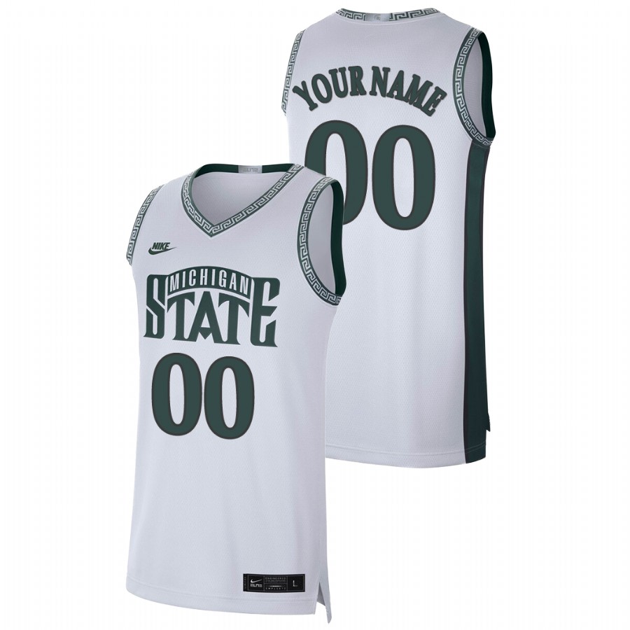 Men's Jersey Michigan State Spartans Custom White Retro Limited College Basketball Jersey