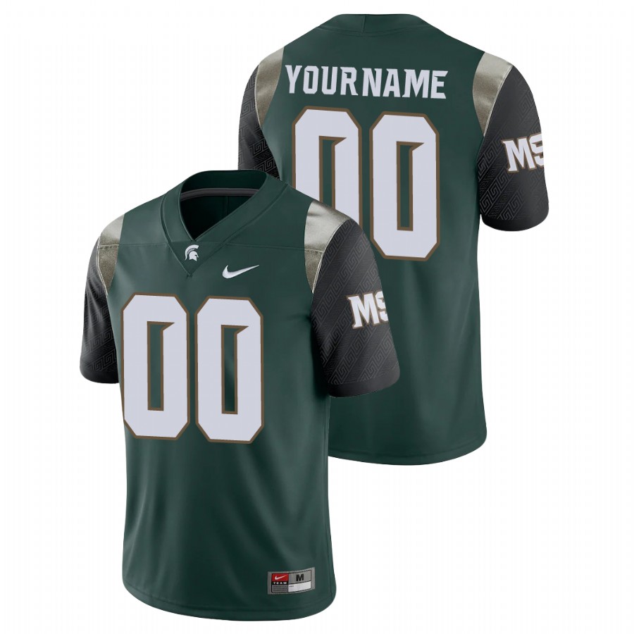 Men's Jersey Michigan State Spartans Green Custom Limited Jersey