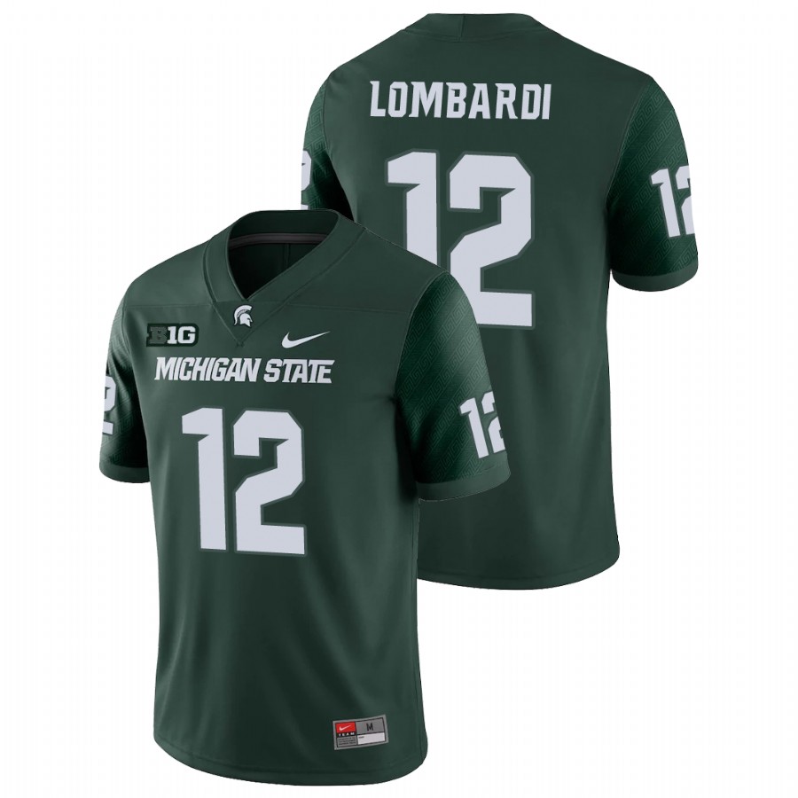 Men's Jersey Michigan State Spartans Green Rocky Lombardi College Football Game Jersey