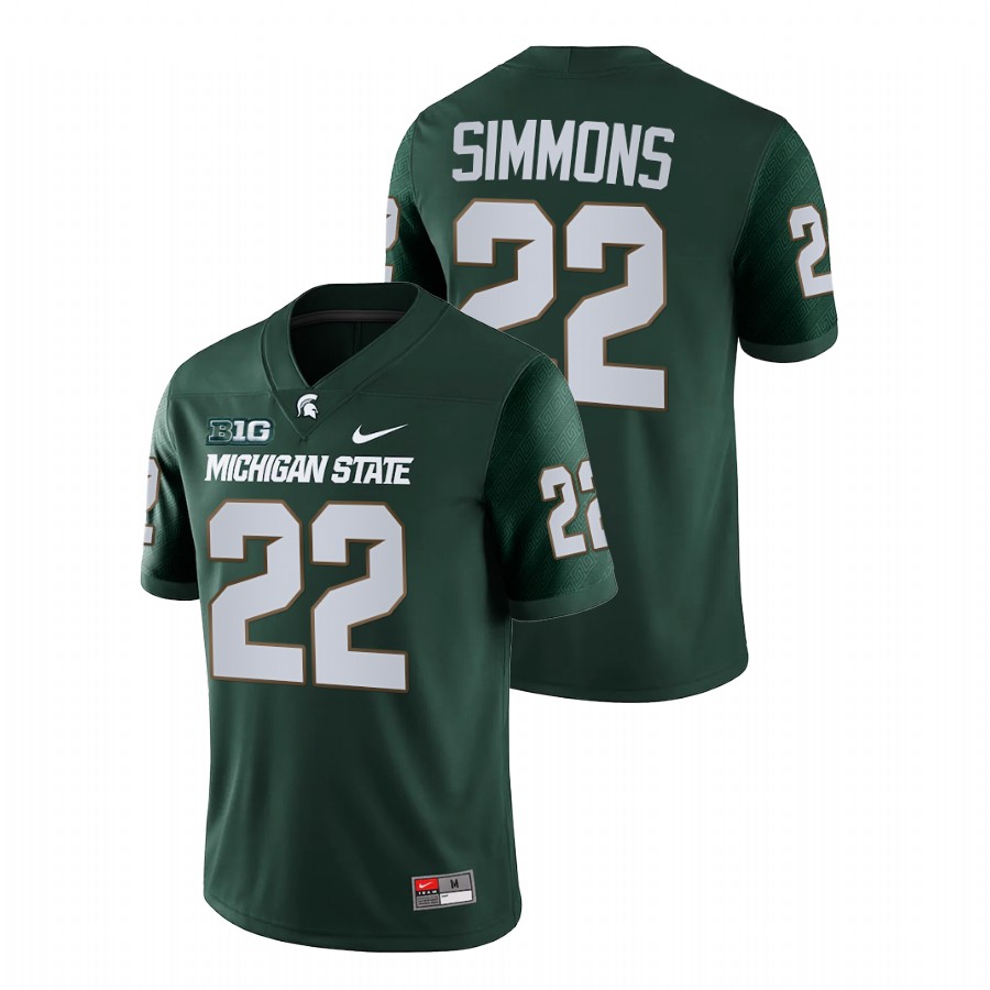 Men's Jersey Michigan State Spartans Jordon Simmons Green College Football Game Jersey