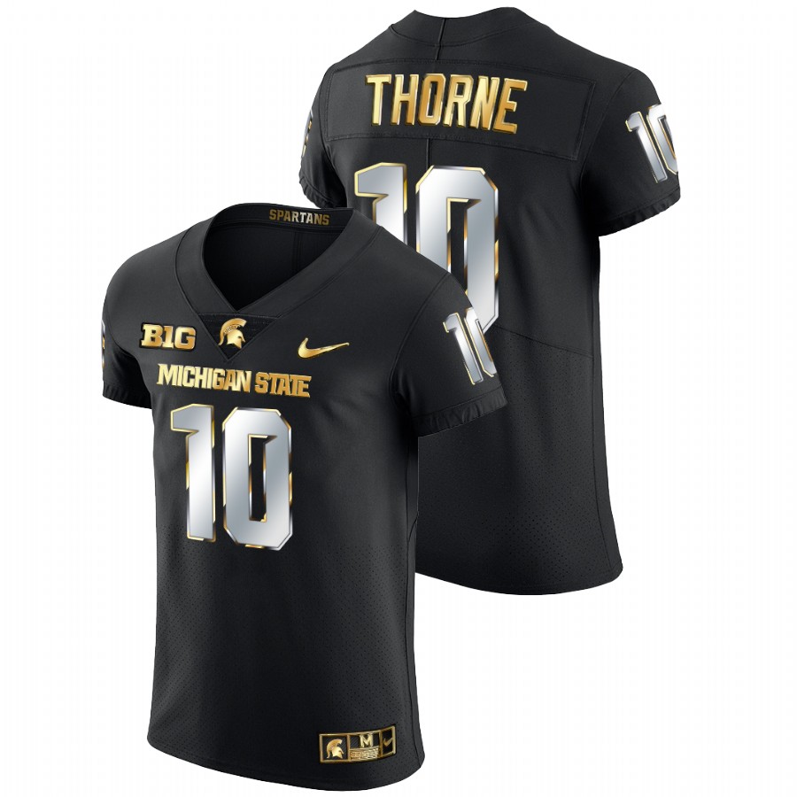 Men's Jersey Payton Thorne Michigan State Spartans Golden Edition Limited Football Jersey Black
