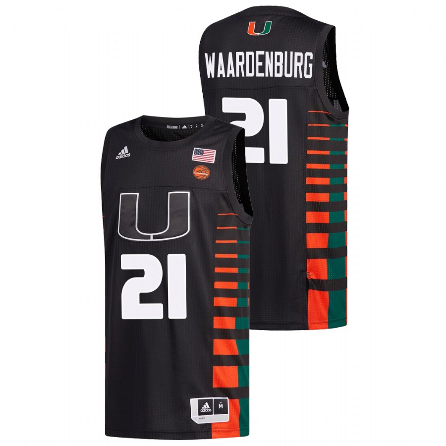 Men's Jersey Sam Waardenburg Miami Hurricanes 2022 Black Jersey