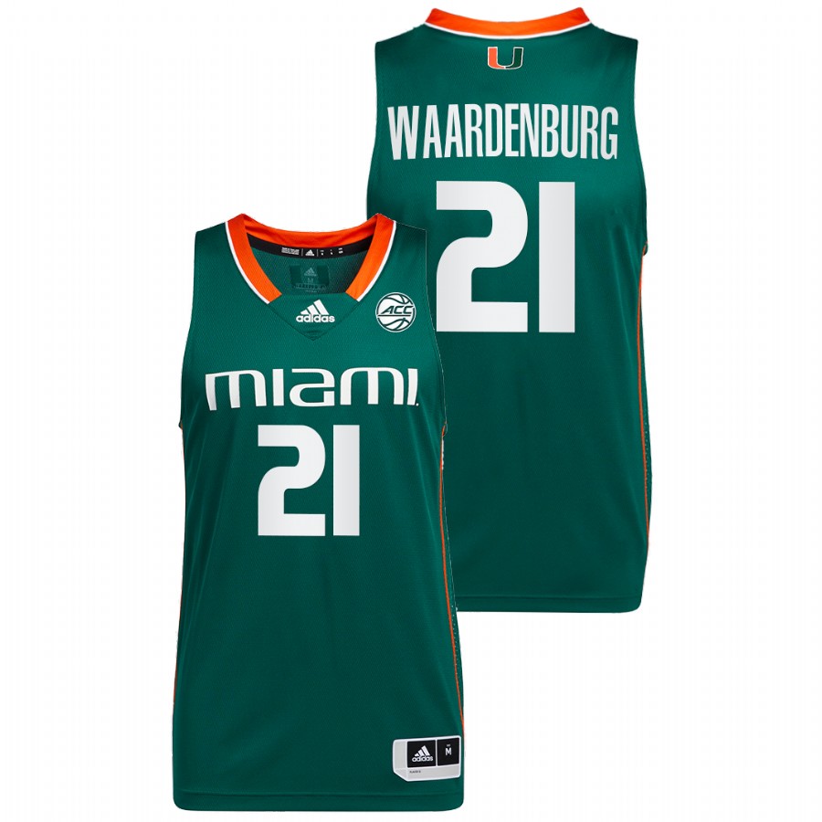 Men's Jersey Sam Waardenburg Miami Hurricanes 2022 Green Jersey