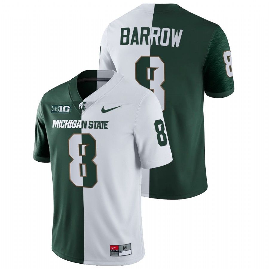 Men's Jersey Simeon Barrow Michigan State Spartans Split Edition College Football Jersey White Green